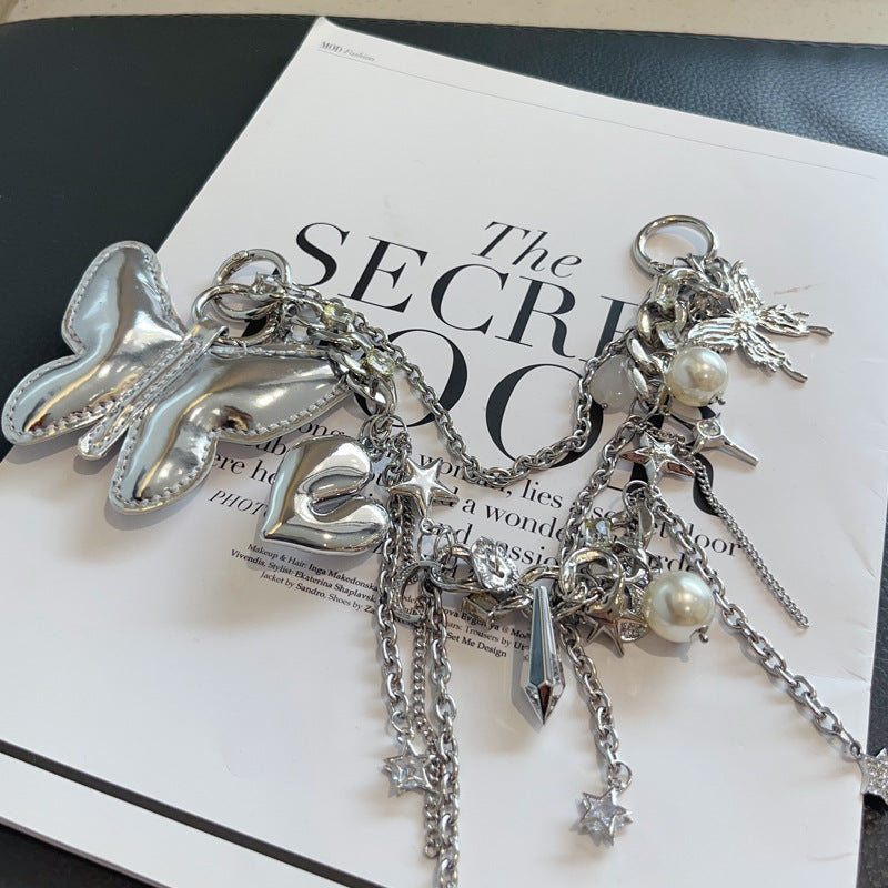 Fashion Butterfly Heart Tassel Chain Bag Charm