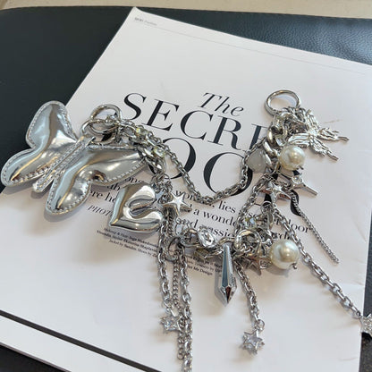 Fashion Butterfly Heart Tassel Chain Bag Charm