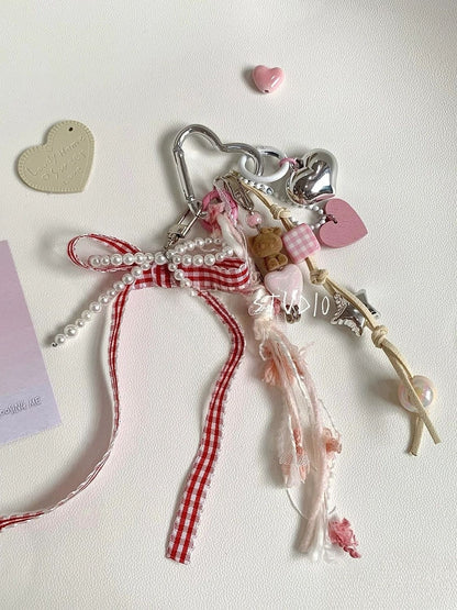 Cute Plush Cat Bow Tassel Bag Charm