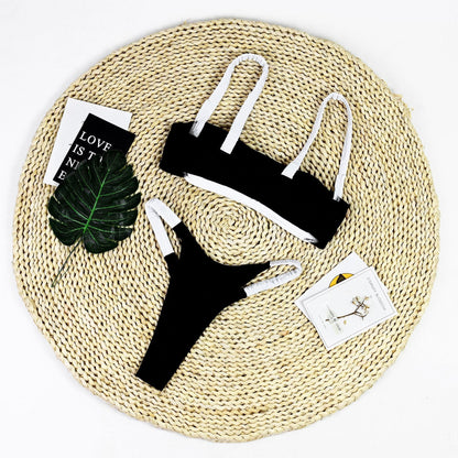 2PCS Color Block Splicing Sexy Swimwear