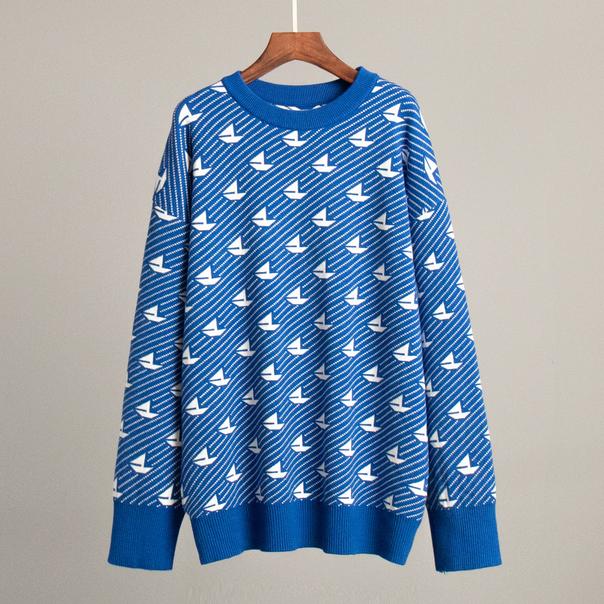 Print Contrast Color Loose Sweater