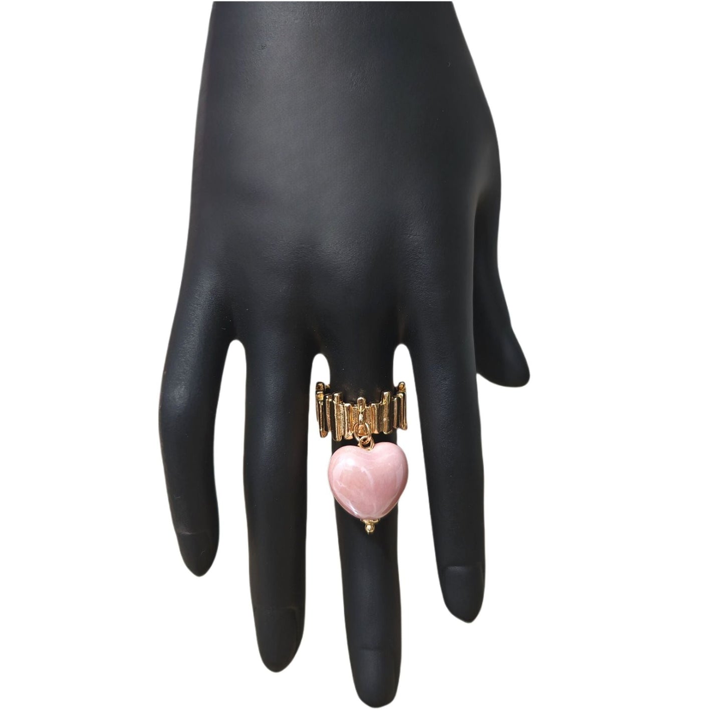 Trendy Candy Colored Ceramic Heart Ring