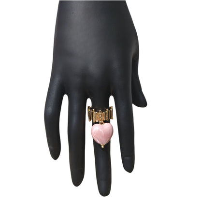Trendy Candy Colored Ceramic Heart Ring