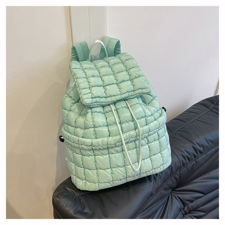 Solid Color Puffer Plaid Lightweight Shoulder Bag