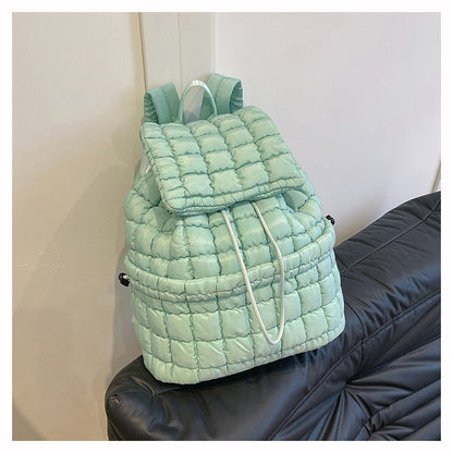 Solid Color Puffer Plaid Lightweight Shoulder Bag