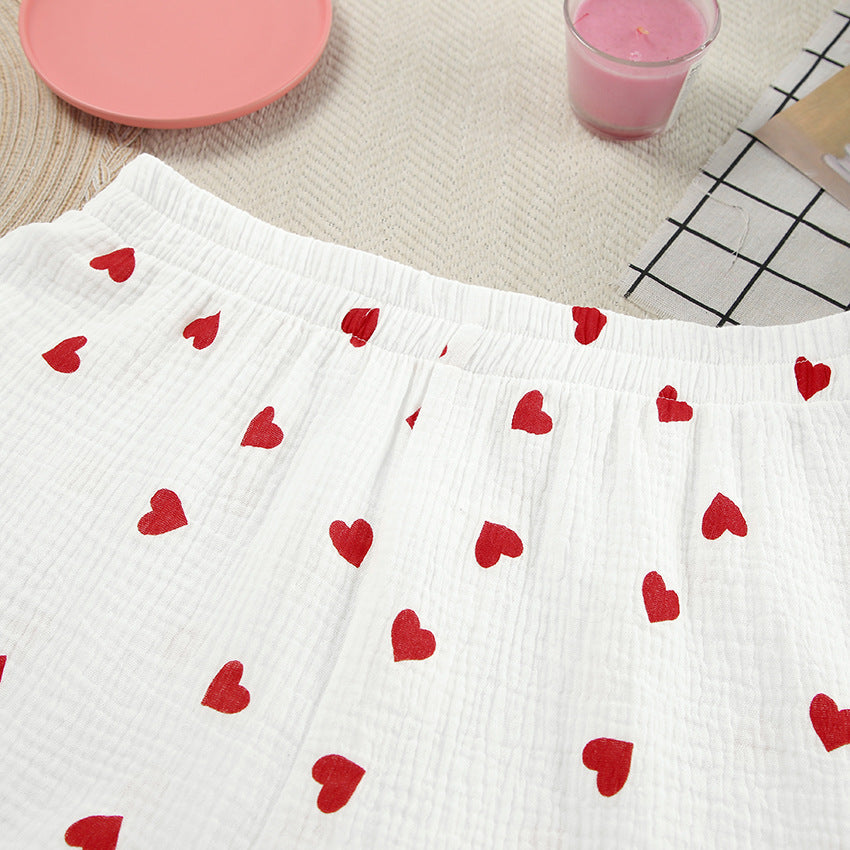 Love Print Flounce Sexy Sleepwear Sets