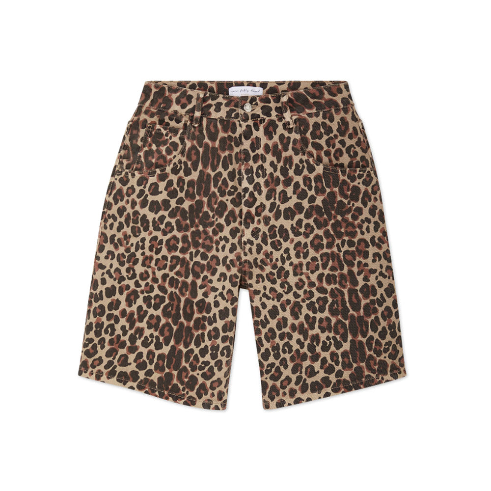 Distressed Leopard Print Bermuda Shorts