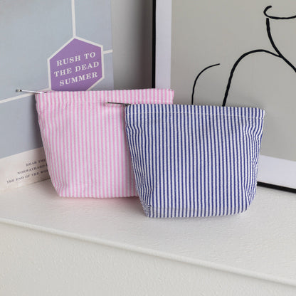 Simple Striped Color Block Makeup Bag