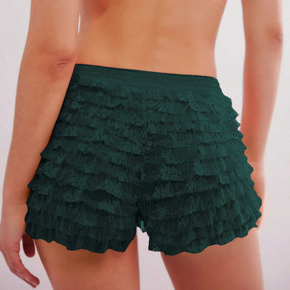 Ruffle Solid Color Low Waist Shorts