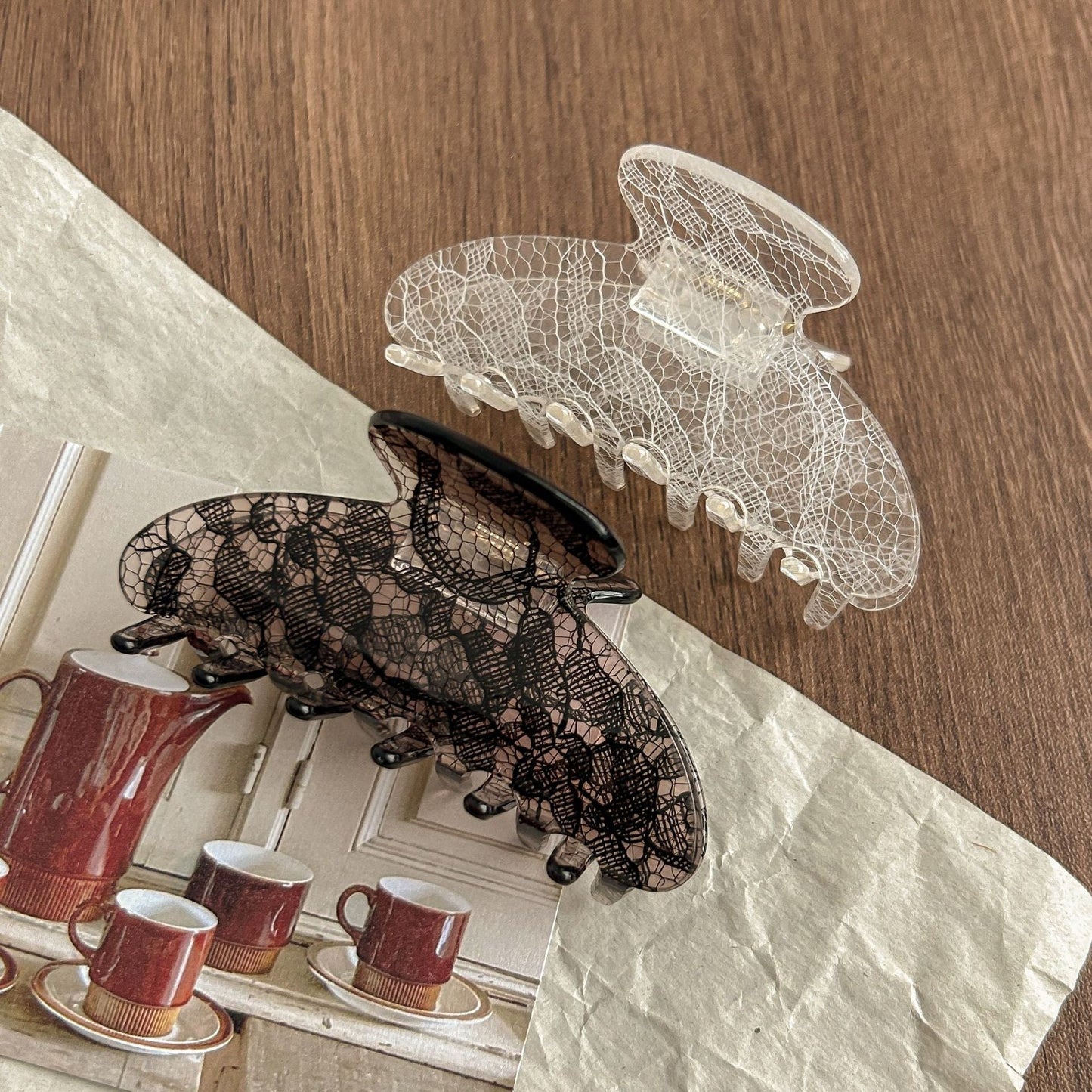 Elegant Lace Solid Color Hair Claw Clip