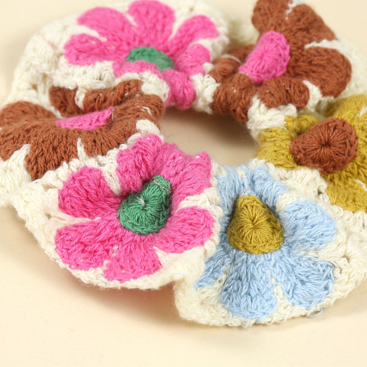 Sweet Colorful Flower Handmade Crochet Scrunchies