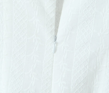 Solid Jacquard Square Neck Button-Up Mini Dress