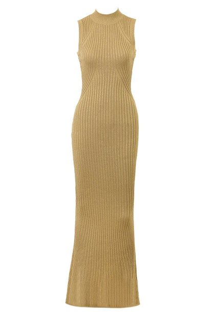 Slim Turtle Neck Wrap Knit Maxi Dress