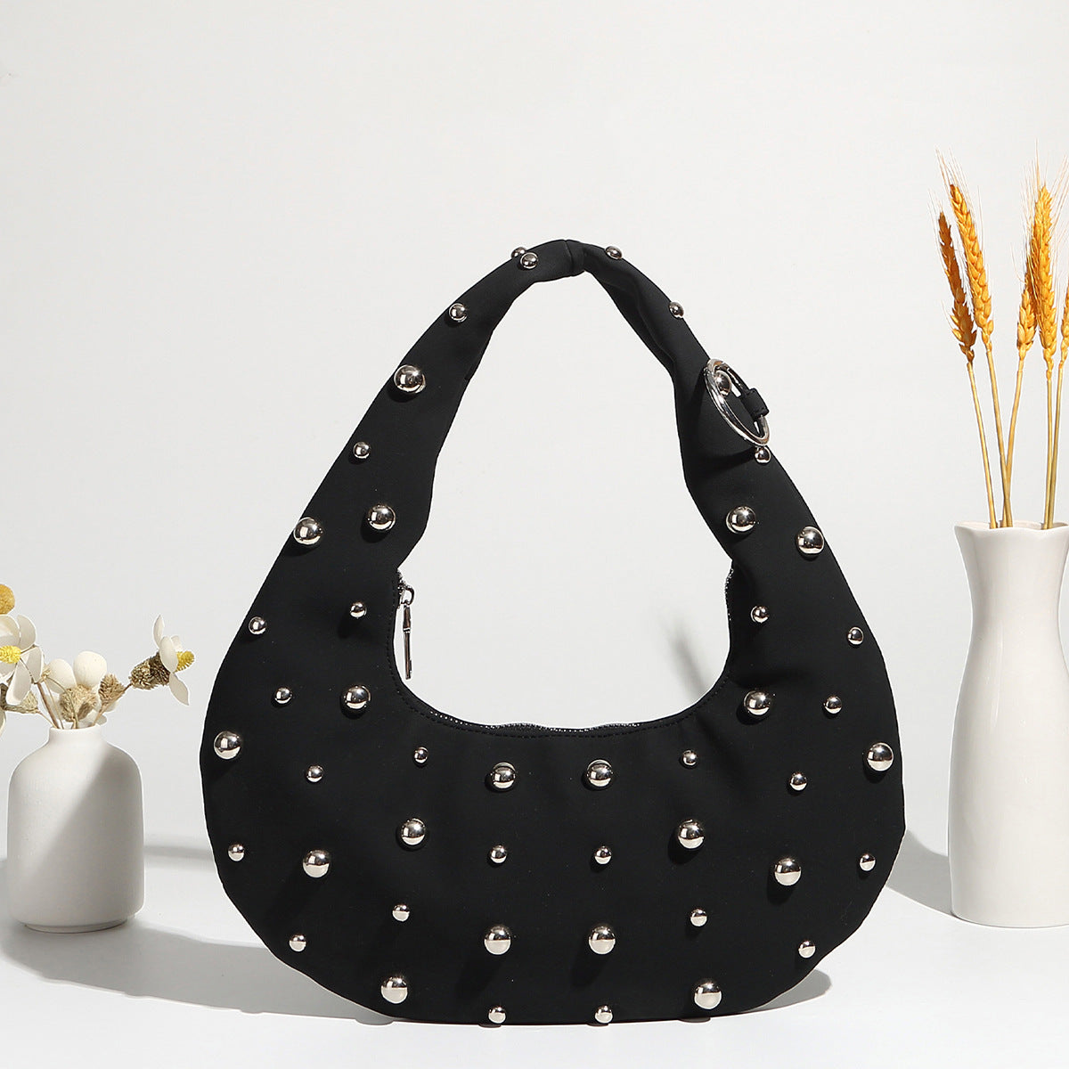 Chunky Rivet Punk Style Trendy Handbag