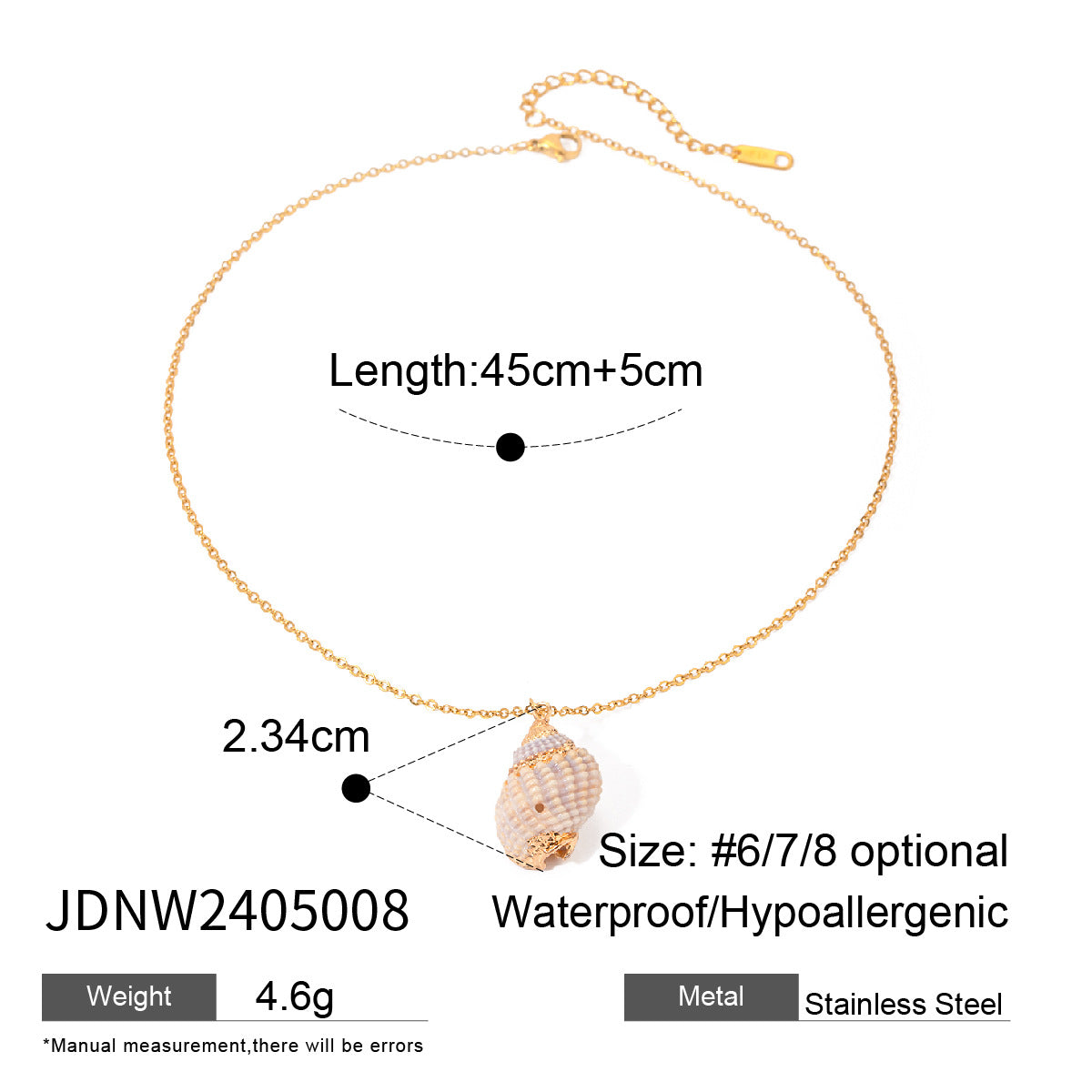 White Conch Pendant Fine Chain Necklace