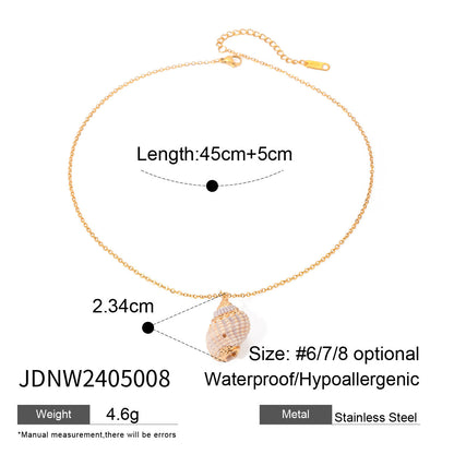 White Conch Pendant Fine Chain Necklace