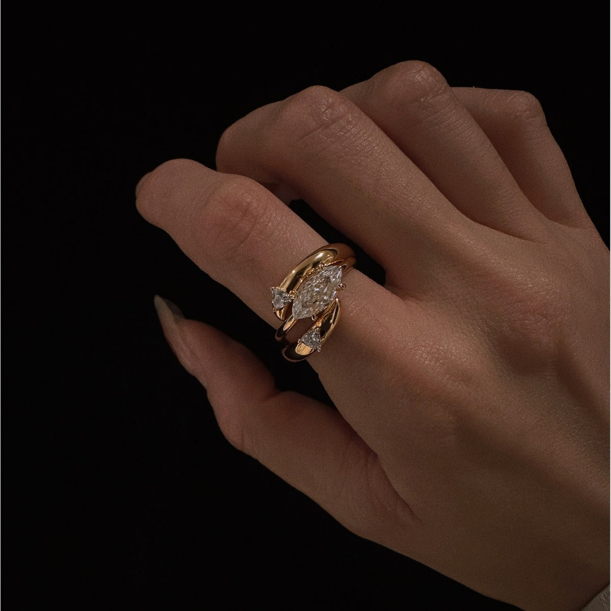 Simple Layered Rhinestone Elegant Rings