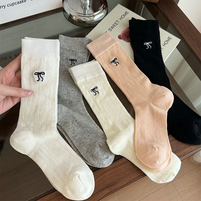 Bow Embroidered Breathable Sweet Socks