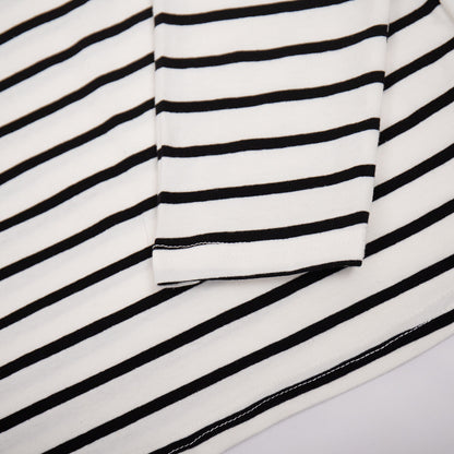 Striped Color Block Simple Loose T-Shirt