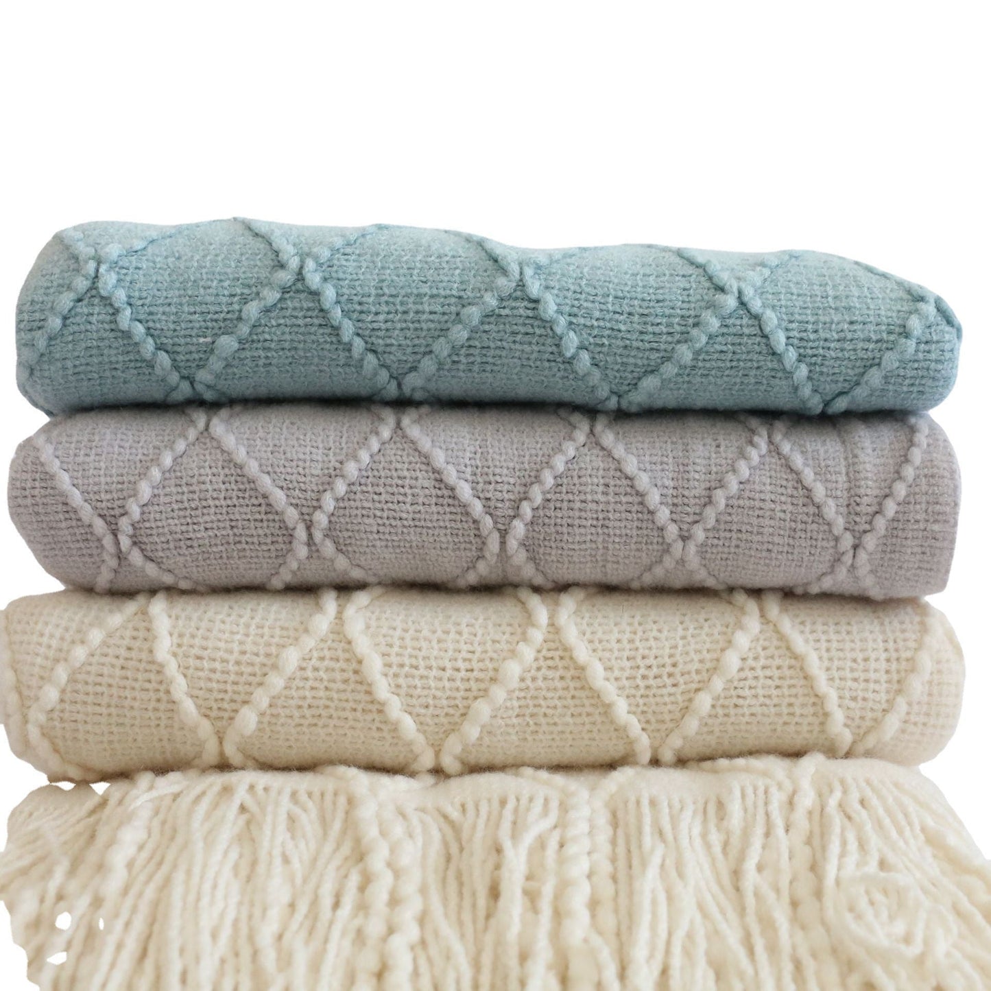 Minimalist Solid Color Diamond Pattern Sofa Blanket