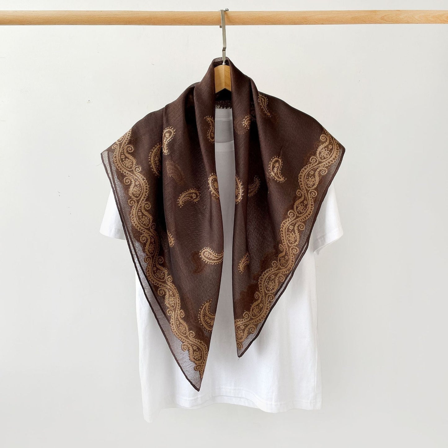 Vintage Burnout Paisley Square Satin Scarf