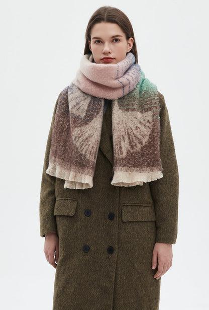 Leaf Print Gradient Color Scarves