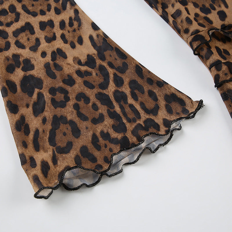 Irregular String Leopard Print Sexy Top