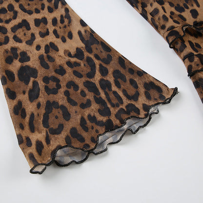 Irregular String Leopard Print Sexy Top