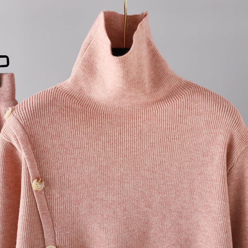 2+ Stand Collar Side Split Knit Sets