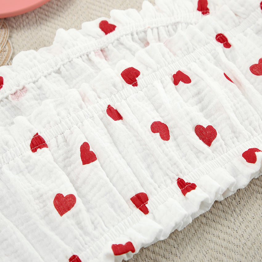 Love Print Flounce Sexy Sleepwear Sets