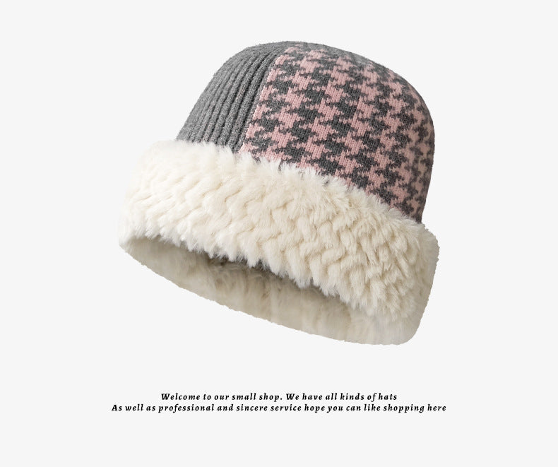 Color Block Plushed Padded Bucket Hat