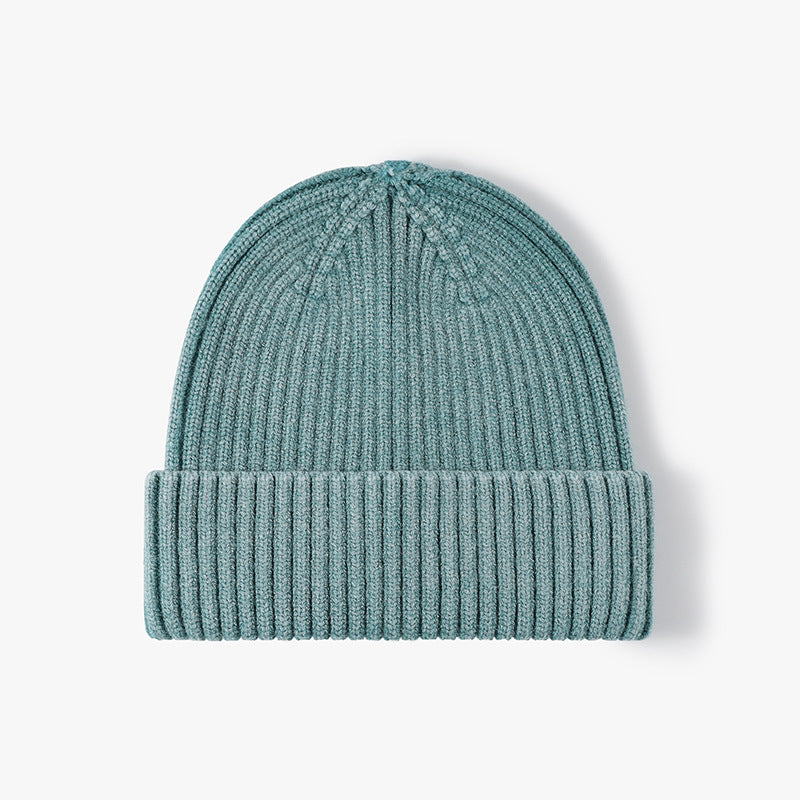 Washed Ribbed Knit Hat Solid Color Beanie