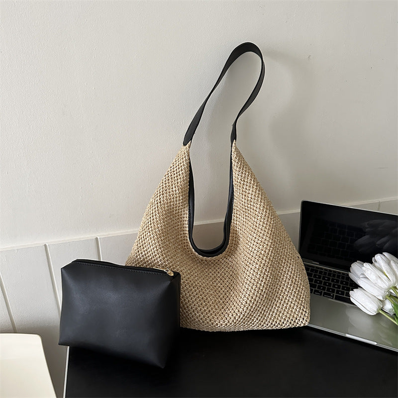 Casual Hollow Out Woven Shoulder Bag