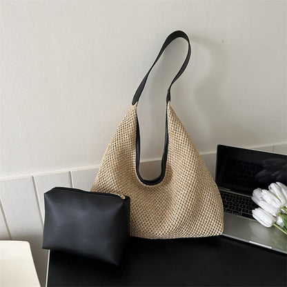Casual Hollow Out Woven Shoulder Bag