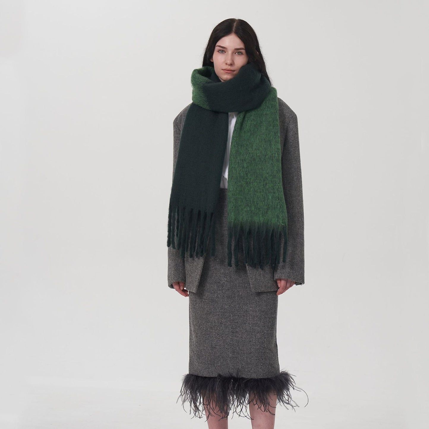 Solid Color Splicing Mohair Soft Scarve