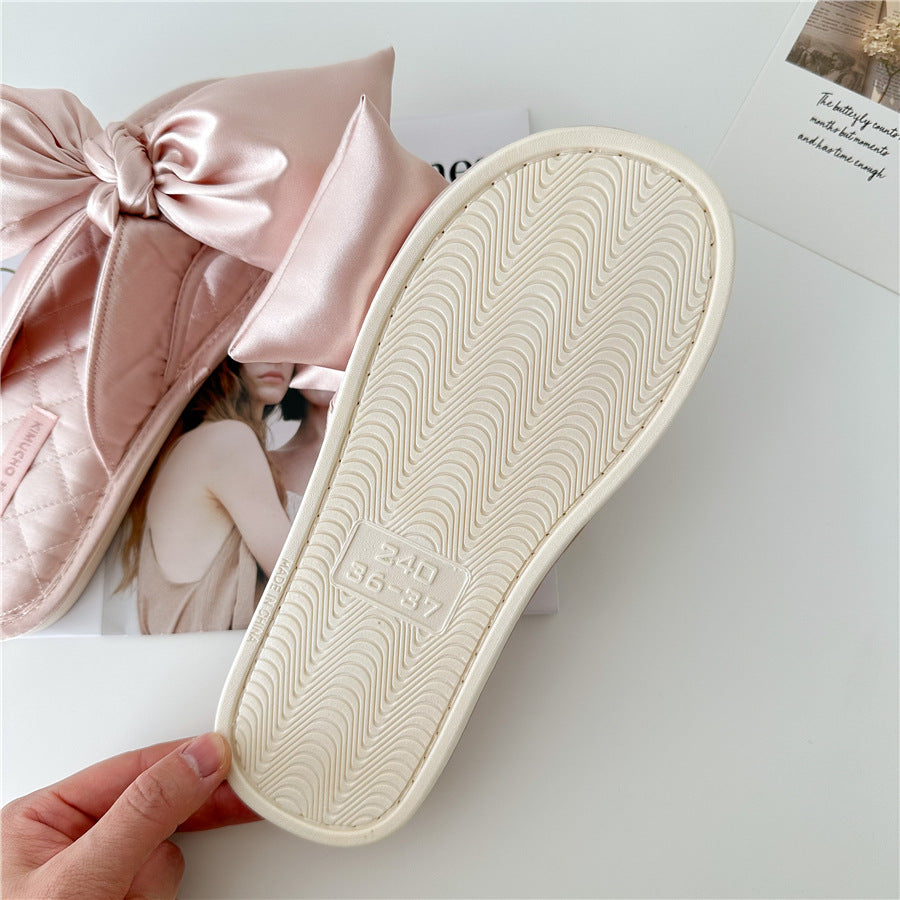 Elegant Bow Knot Embroidered Home Slippers