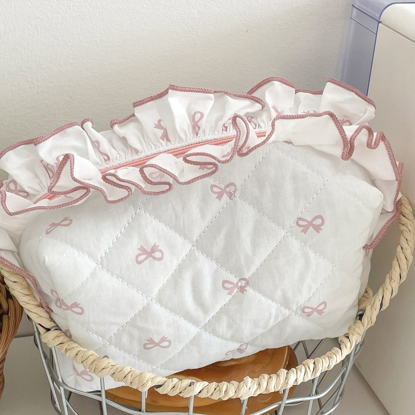 Flounce Bow Print Sweet Make Up Bag