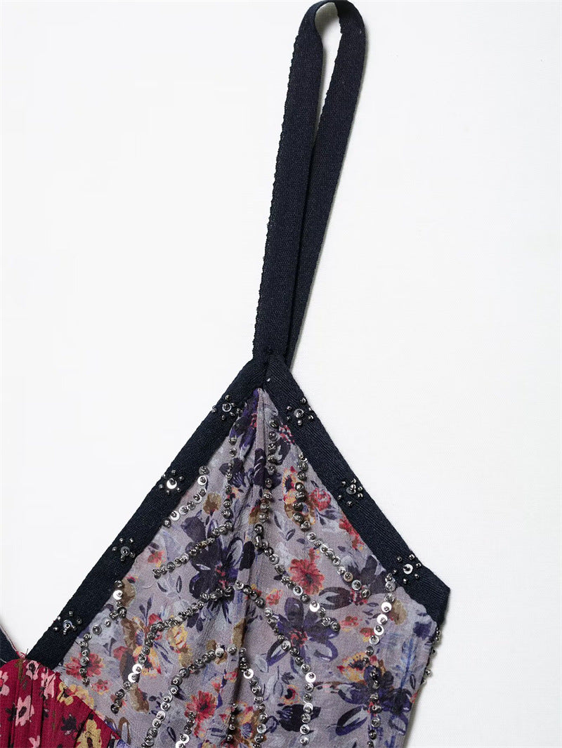 Casual Printed Spaghetti Strap Maxi Dress