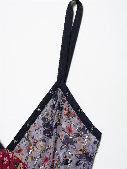 Casual Printed Spaghetti Strap Maxi Dress