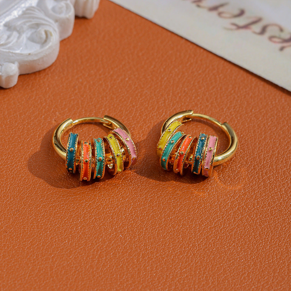 Trendy Colorful Enamel Hoop Earrings