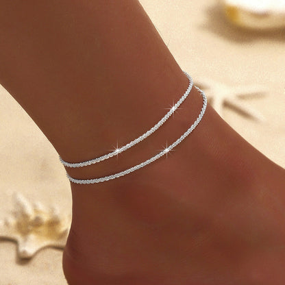 Simple Glitter Double Anklet