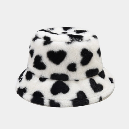 Love Print Plush Warm Cute Bucket Hats