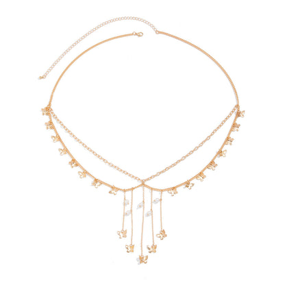 Sexy Butterfly Pearl Tassel Waist Chain