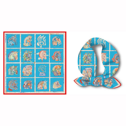 Splicing Colorful Art Print Square Satin Scarf