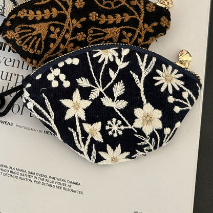 Minimalist Embroidered Mini Coin Purse Wallets