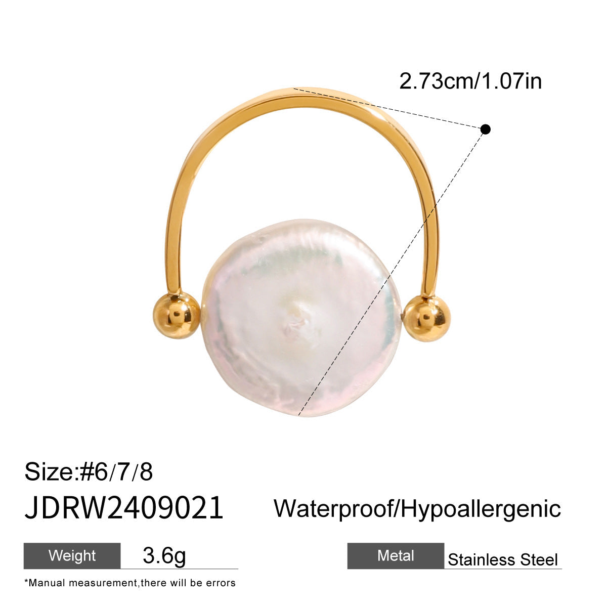 Danity Gold Plated Pearl Band Ring