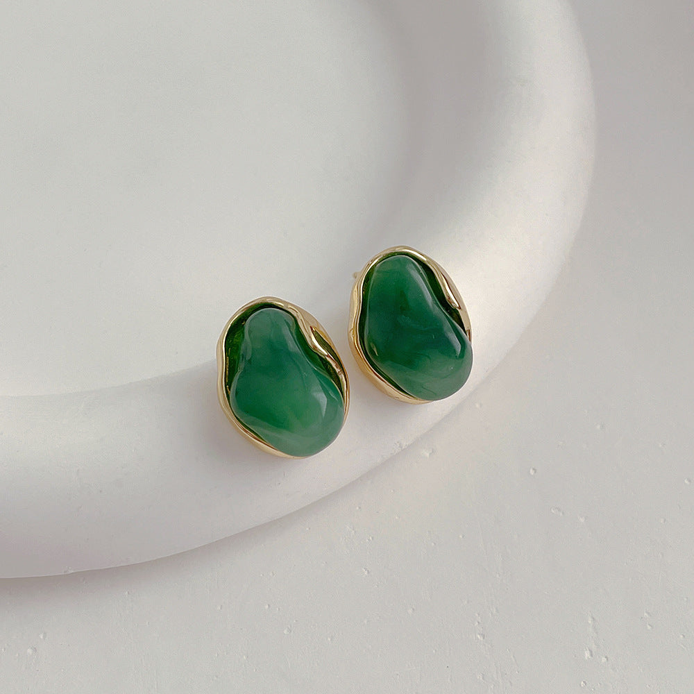 Simple Metal Encapsulation Pearl Stud Earrings