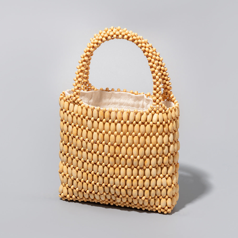 Wooden Bead Woven Handbags