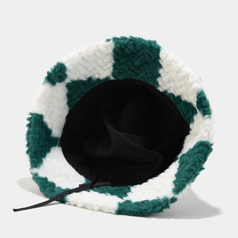 Checker Contrast Color Thicken Bucket Hats
