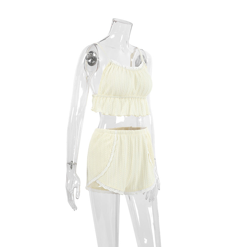 Hellow Lace Flounce Sleepwear Sets